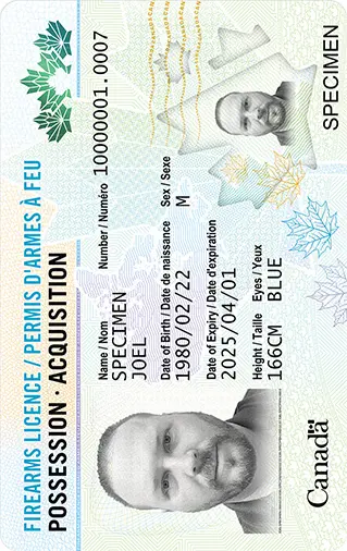 Canadian Firearms License Photo