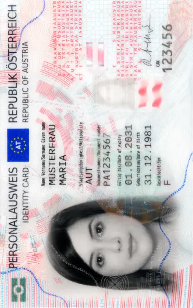 Foto für den österreichischen Personalausweis