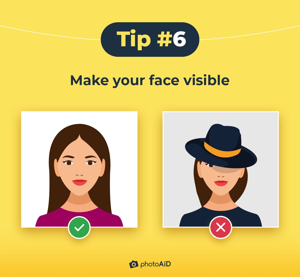 A tip on LinkedIn photo about a fully-visible face.