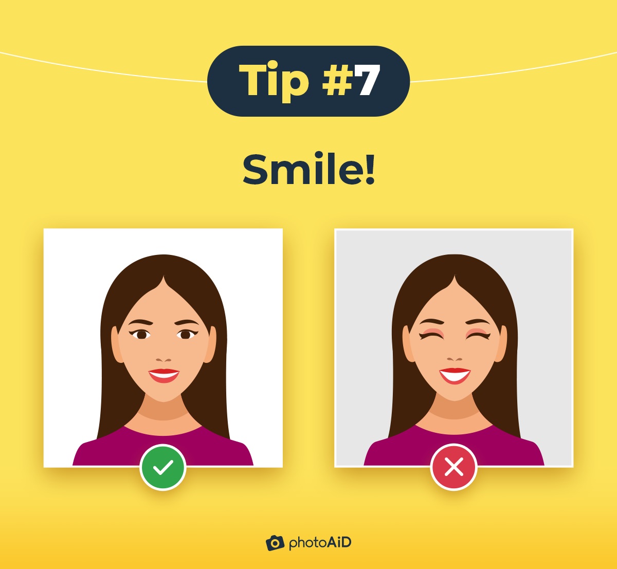 A tip showing the importance of a natural smile in the LinkedIn profile photo.