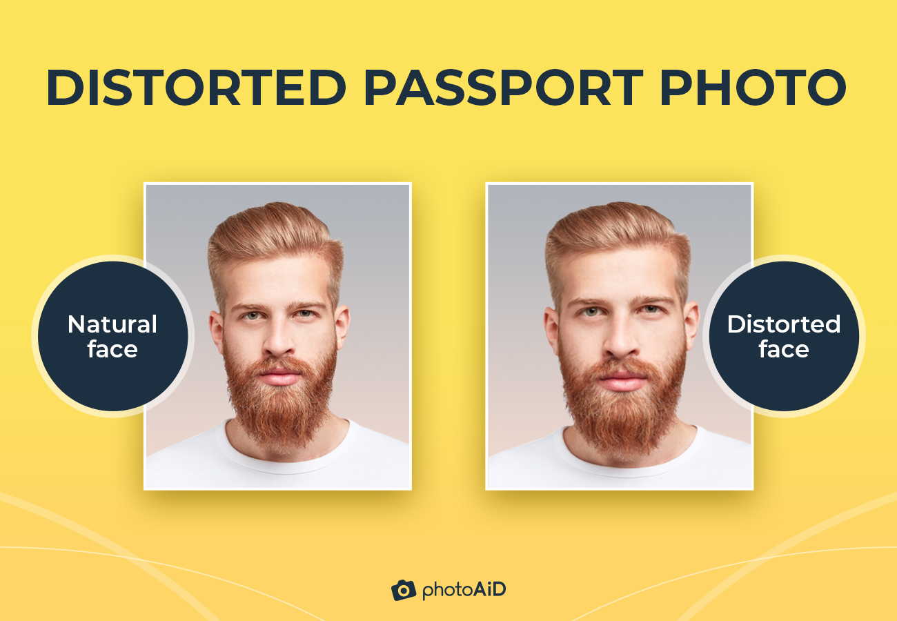 Comparison of natural and distorted passport photos.