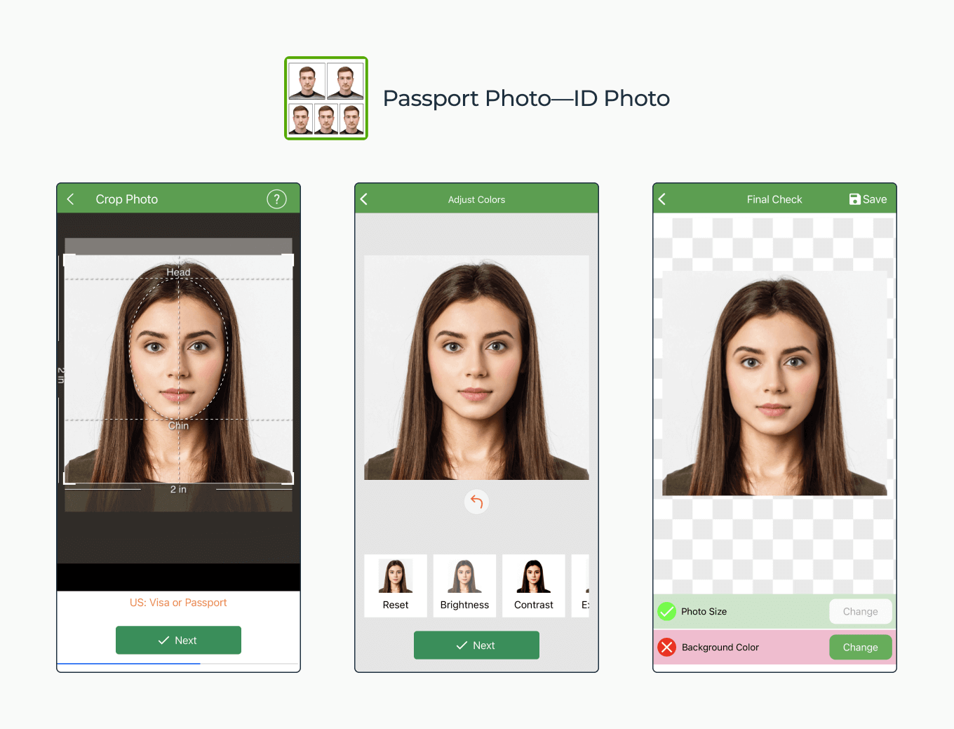 Instructions on how to adjust an image to match the dimensions of a passport photo.