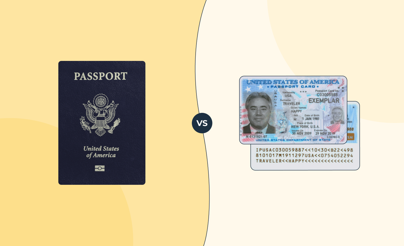 US passport book vs. passport card.