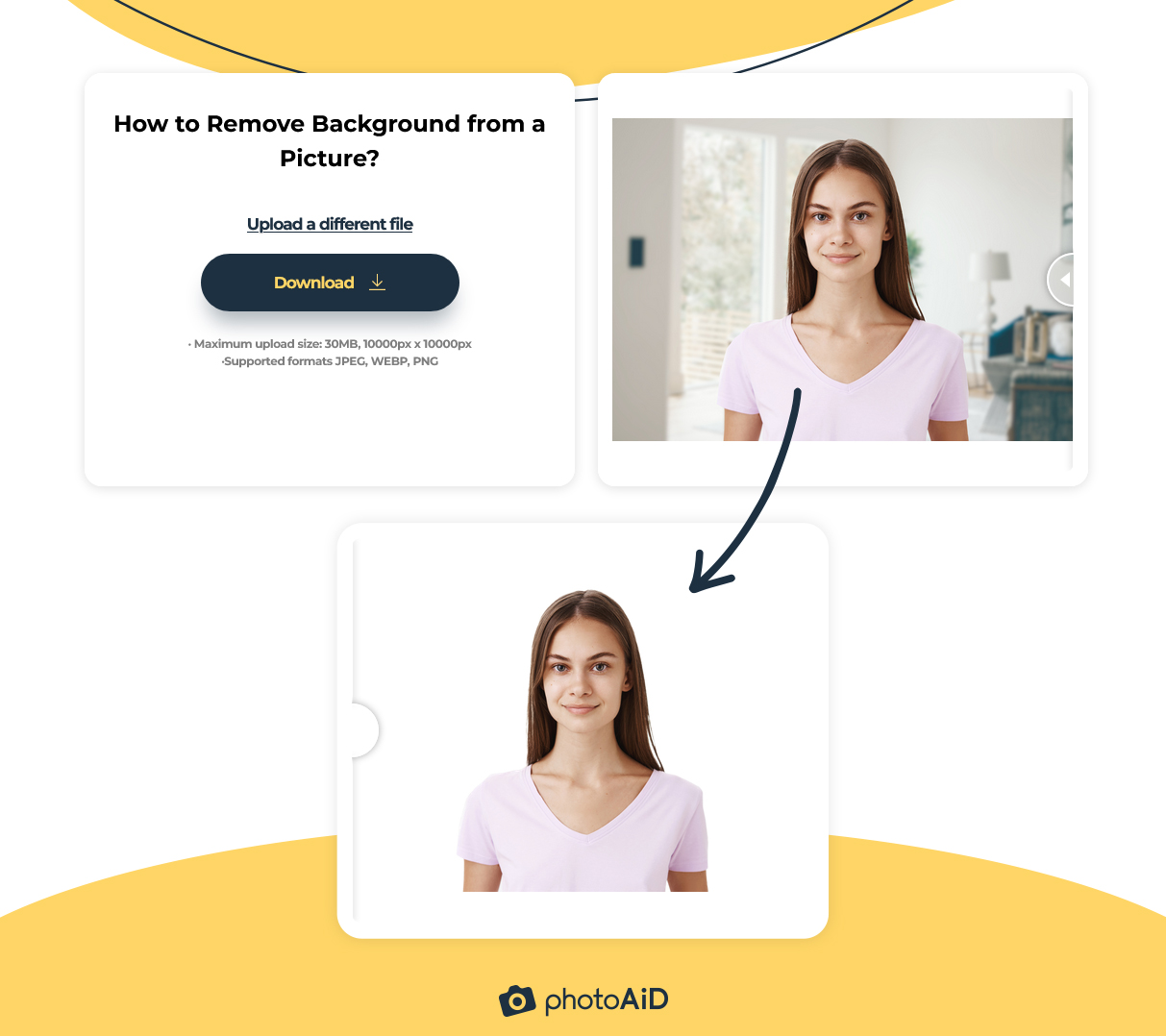 Removing the background of a passport photo with an online tool.