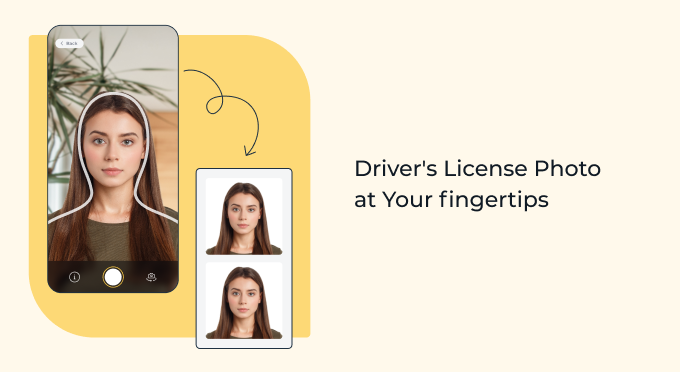  A graphic showing a US driver’s license photo taken with a phone app.