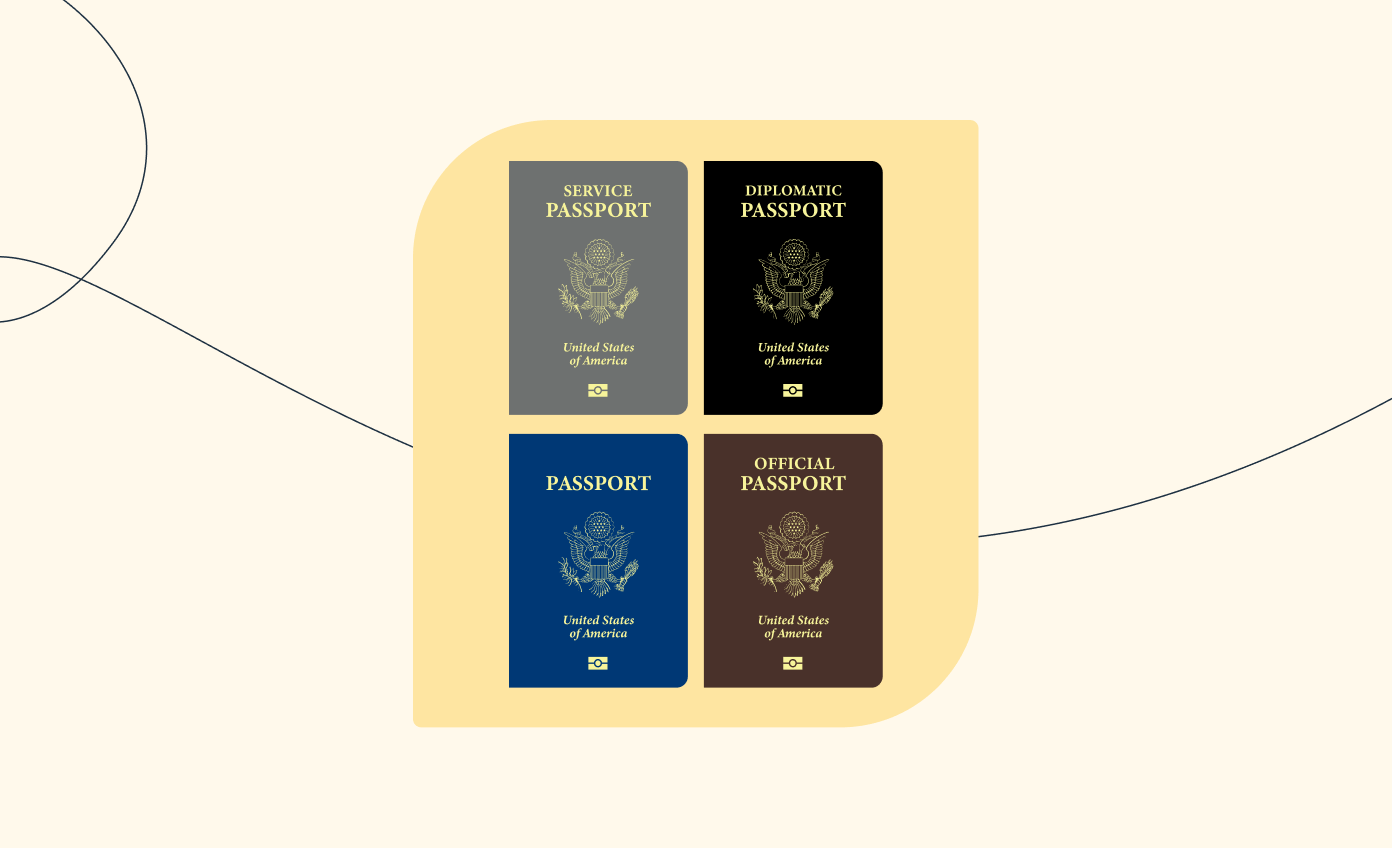 A picture showing four different passport color types.