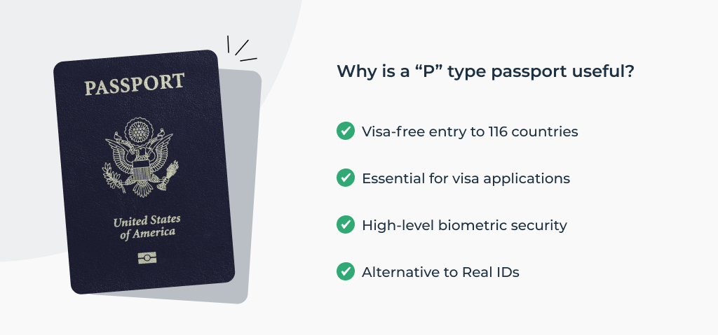 An infographic explaining why a “P” type passport is useful