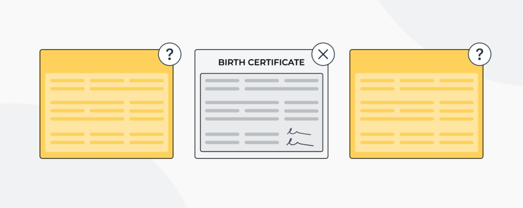 US birth certificate and other documents you can use for passport applications.