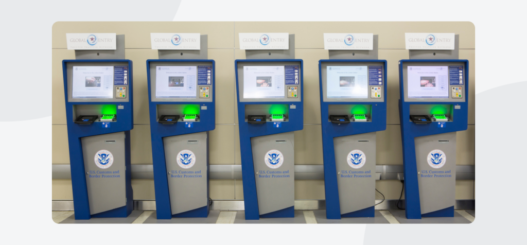 Global Entry kiosks at the airport.