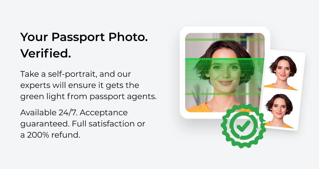 A passport photo created at home with a mobile app.