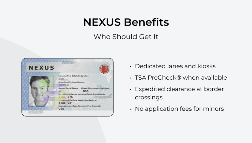 Benefits of the Nexus membership card.