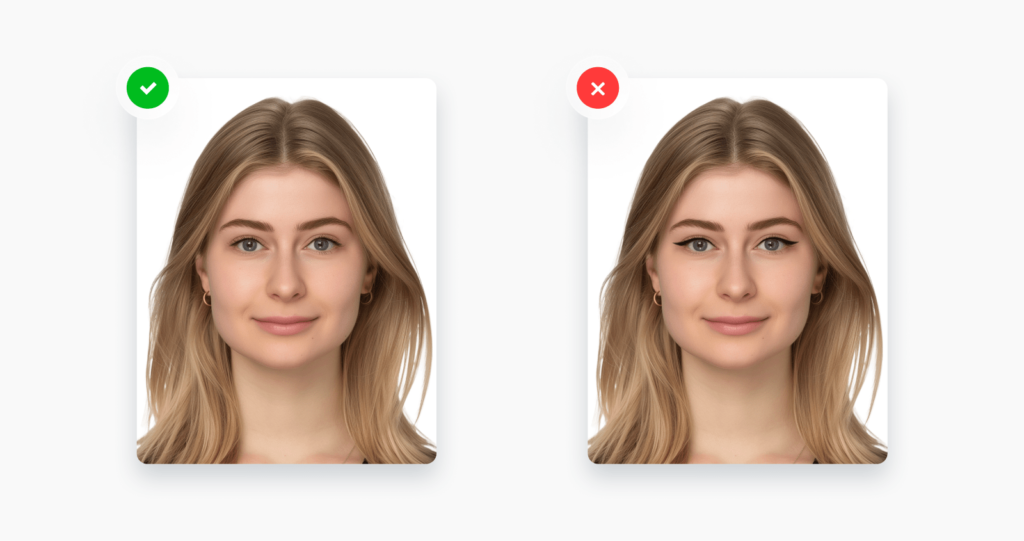 Przykłady dobrze i źle wykonanych kresek na powiekach do zdjęcia paszportowego.