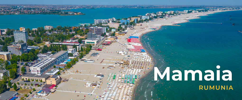 Widok z lotu ptaka na nadmorski kurort Mamaia.