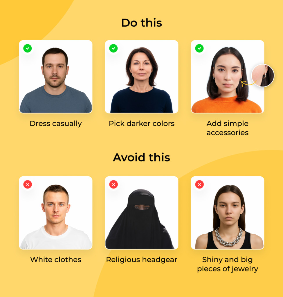 Pictures For Passport Pictures for passport showing approved and rejected photo examples, highlighting common mistakes such as smiling, wearing glasses, or incorrect backgrounds.