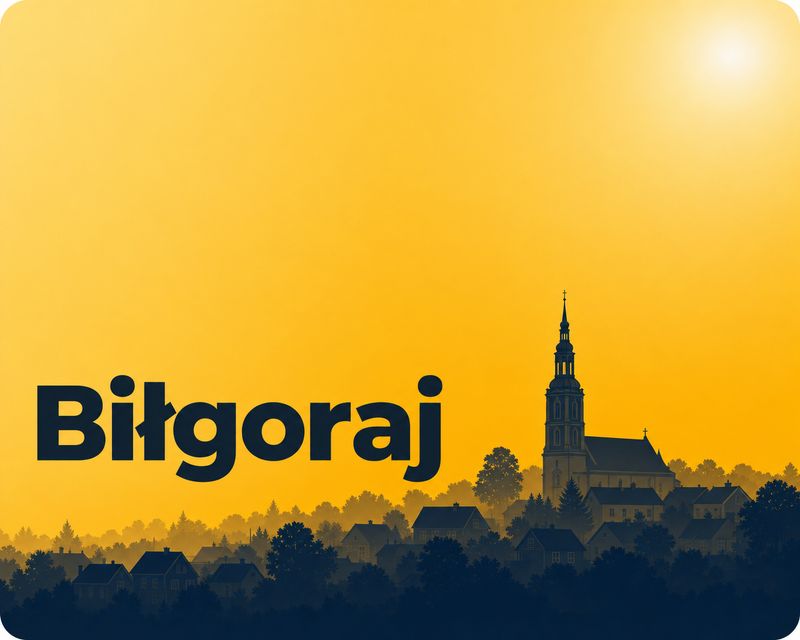 Ilustracja panoramy miasta Biłgoraj - foto kiosk PhotoAiD