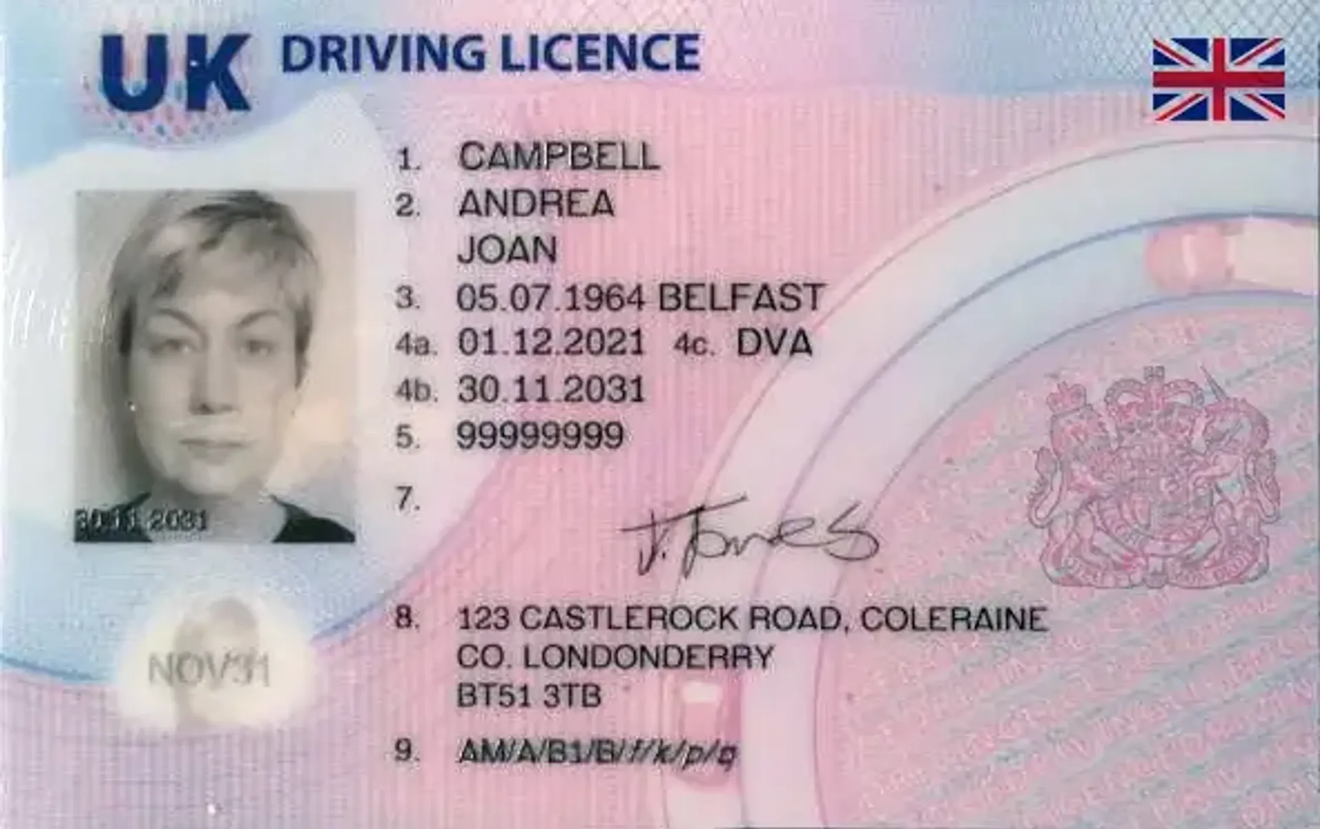 Driving licence photo