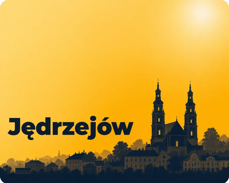 Ilustracja panoramy miasta Jędrzejów - foto kiosk PhotoAiD