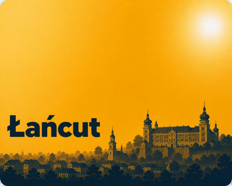 Ilustracja panoramy miasta Łańcut - foto kiosk PhotoAiD