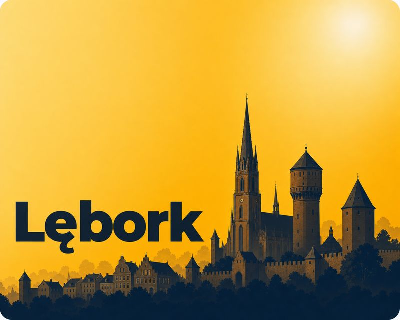 Ilustracja panoramy miasta Lębork - foto kiosk PhotoAiD