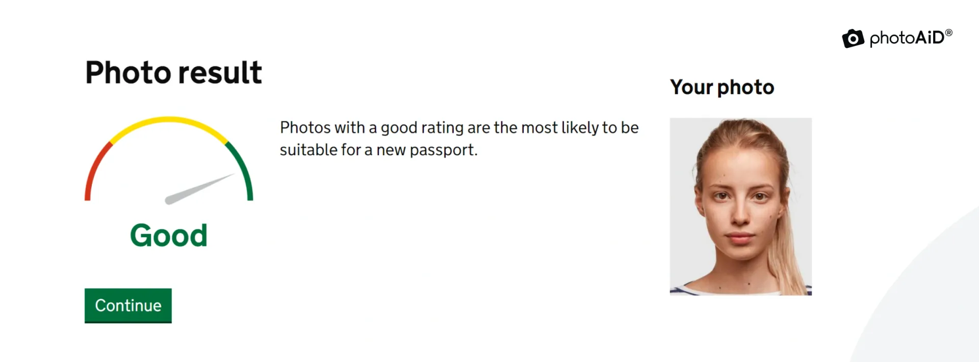 Digital passport picture verified with our passport photo checker, PhotoAiD.