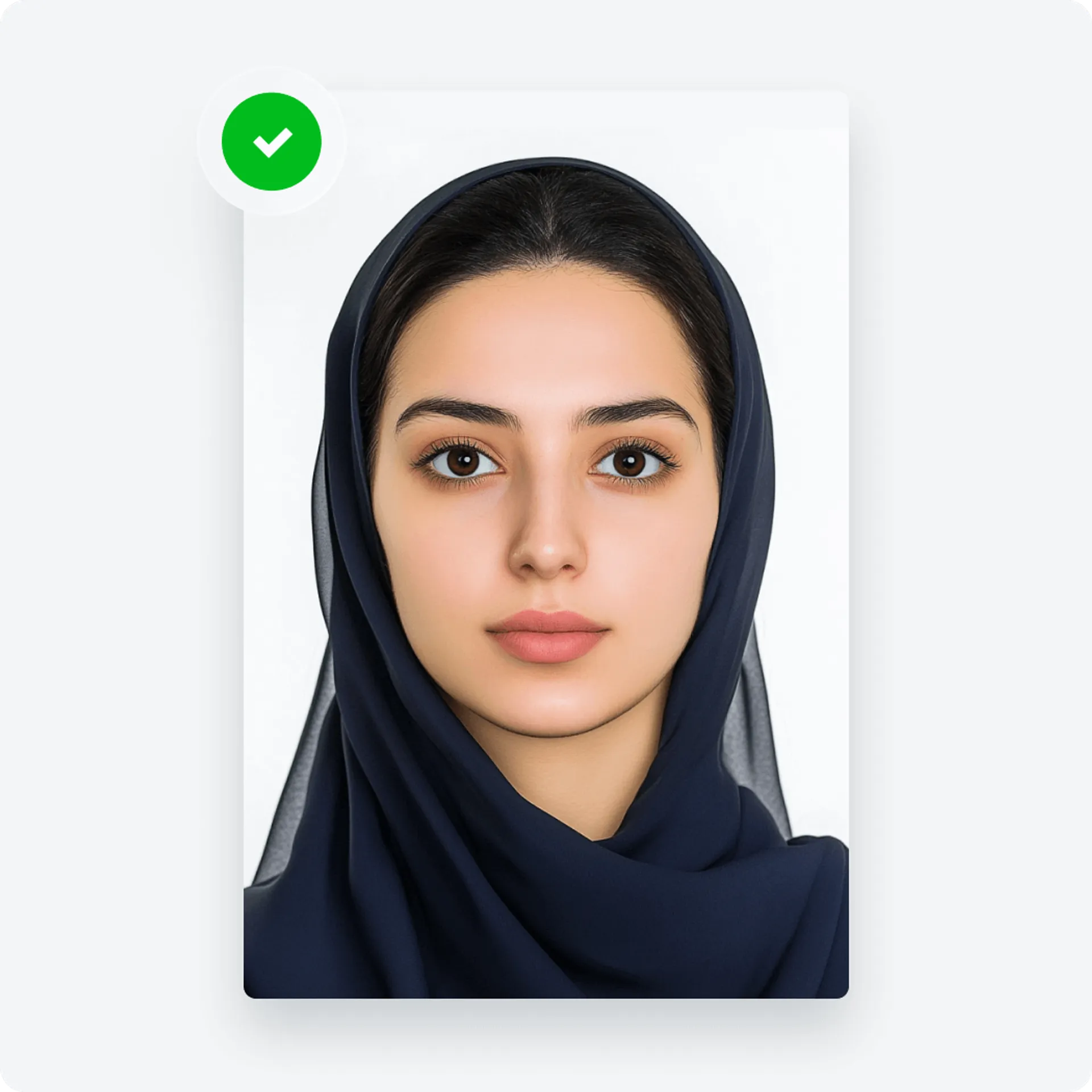 Passport photo with the applicant wearing religious headgear that doesn’t cover the face.