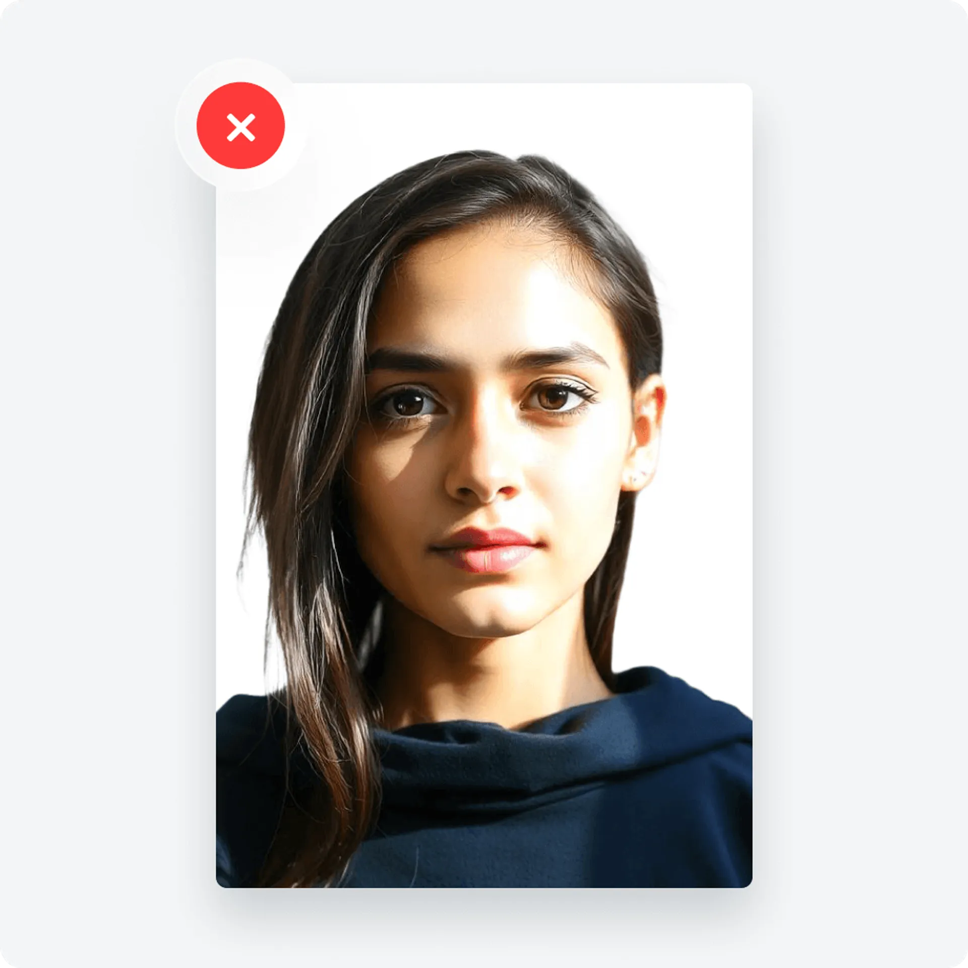 Passport photo with unacceptable shadows across the applicant’s face.