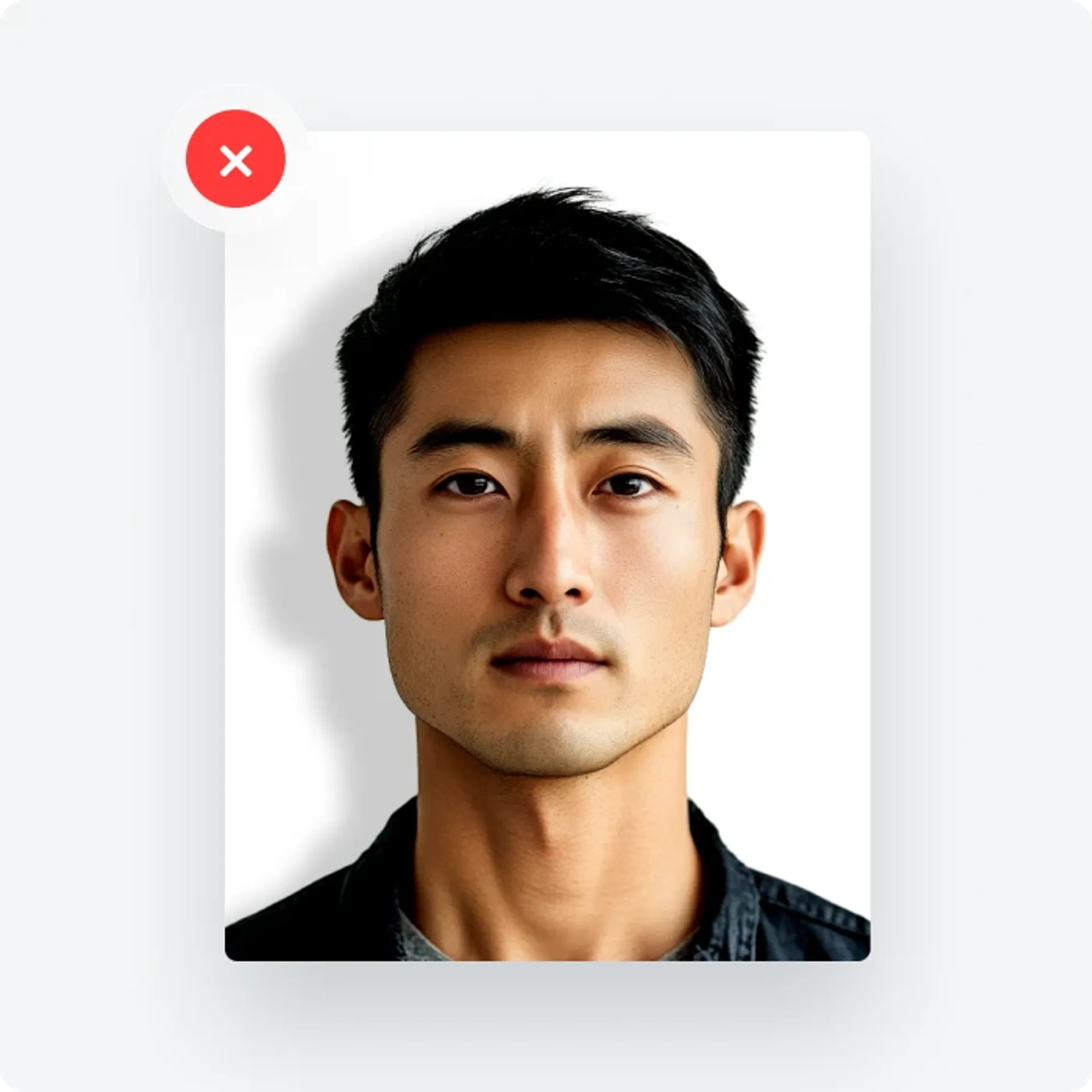 Unacceptable shadows in the background of a passport photo.