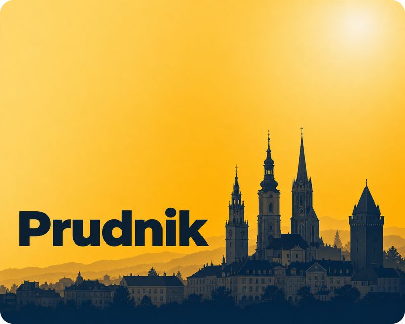 Ilustracja panoramy miasta Prudnik - foto kiosk PhotoAiD