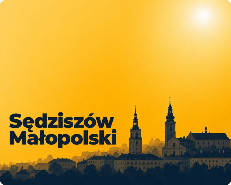 Ilustracja panoramy miasta Sędziszów Małopolski - foto kiosk PhotoAiD