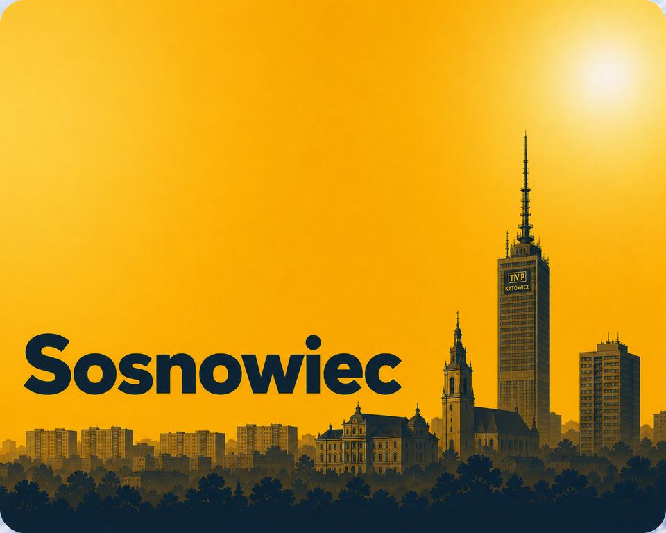 Ilustracja panoramy miasta Sosnowiec - foto kioski PhotoAiD