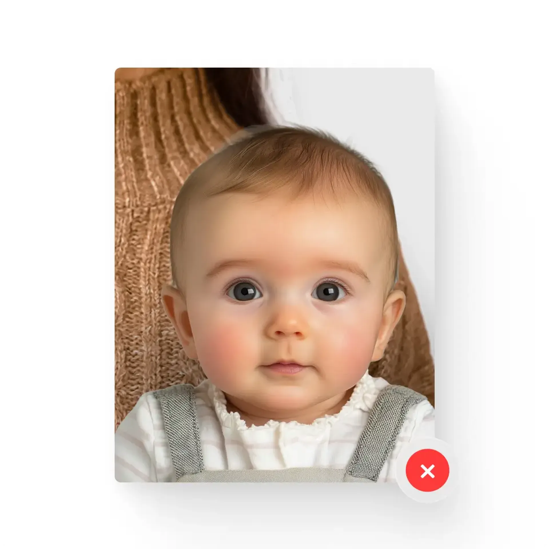 Another person visible in a baby passport photo.