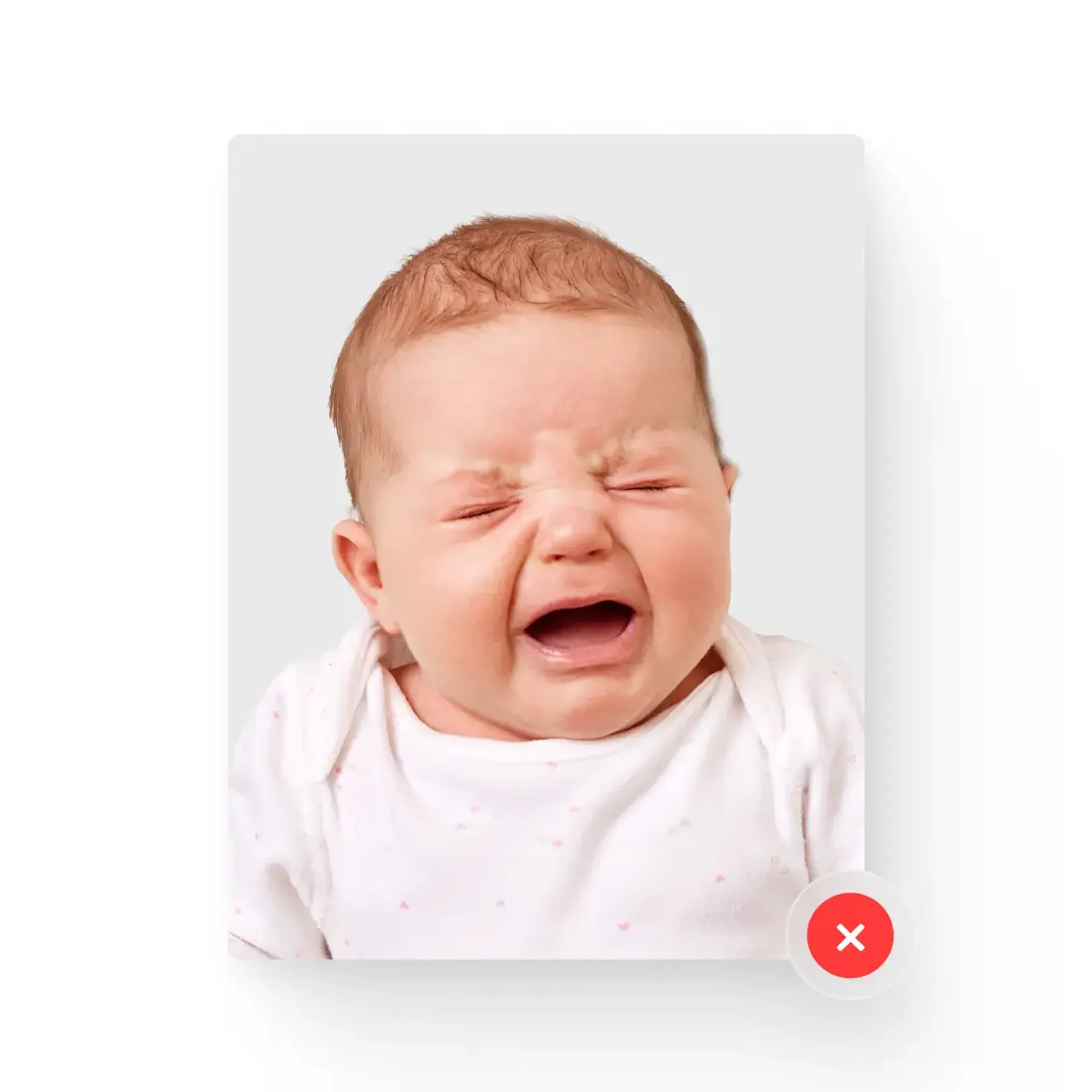 Baby crying in a passport photo.