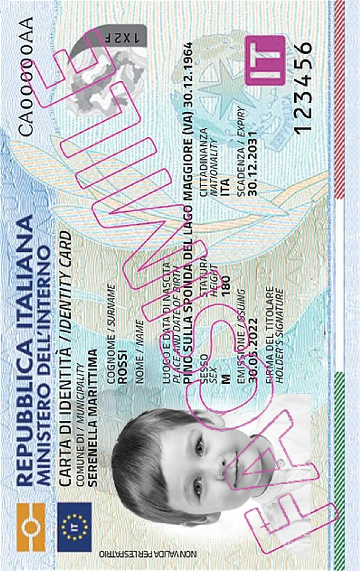 Fototessera carta d'identità per neonati e minorenni
